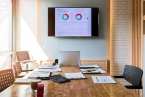 Empty urban meeting room. Interior of meeting room in modern office